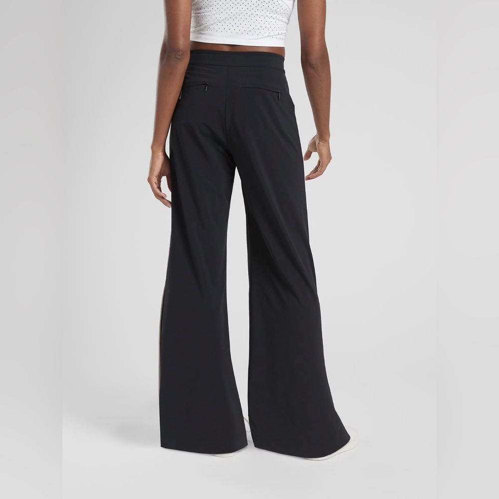 Athleta Women’s Luxe Gramercy Track Trouser Black 4 Mid-Rise Semi-Fitted Nylon - Picture 3 of 16